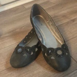 Sold Nicole black rhinestone flats